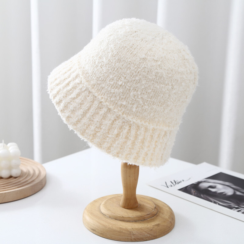 2023, noua pălărie japoneză, simplă, de culoare solidă, tricotată, pentru femei, toamnă și iarnă, ocazională, versatilă, din pluș, caldă, dom, pentru chiuvetă