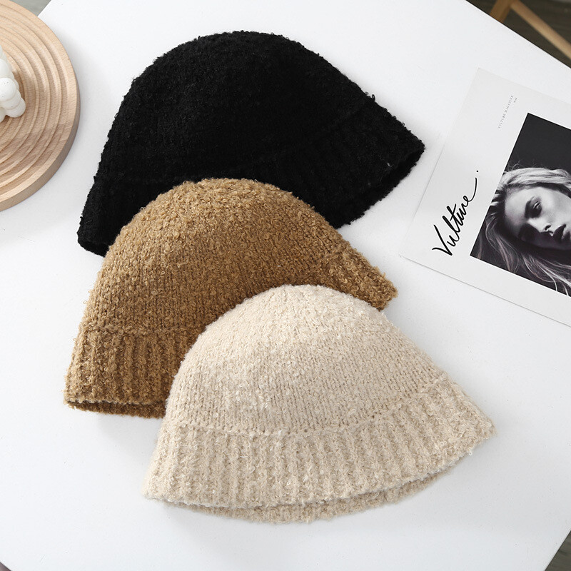 2023, noua pălărie japoneză, simplă, de culoare solidă, tricotată, pentru femei, toamnă și iarnă, ocazională, versatilă, din pluș, caldă, dom, pentru chiuvetă
