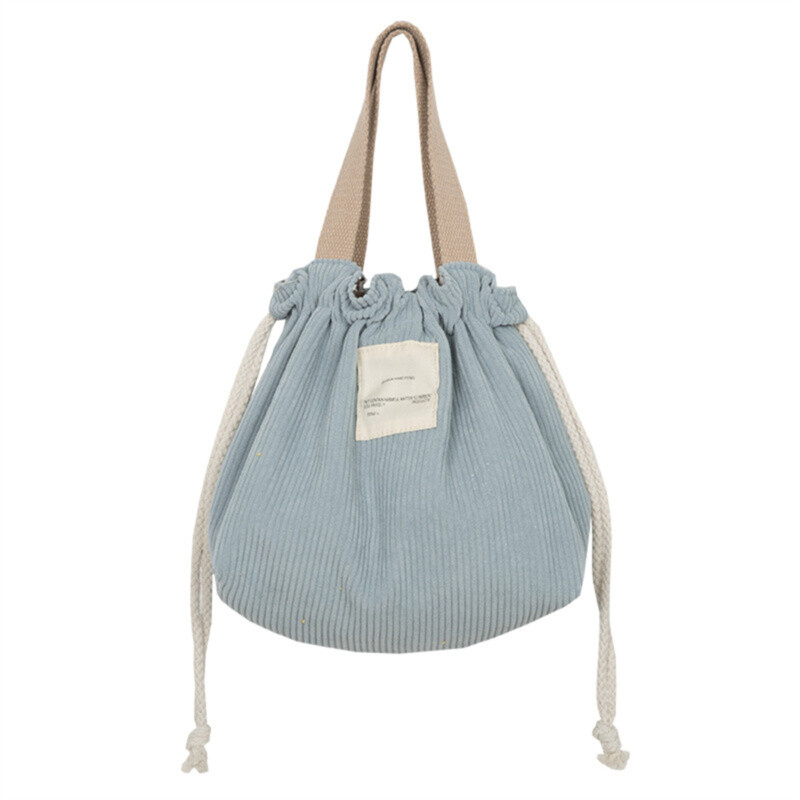 Geantă de prânz din pânză din velur Cutie de prânz cu șnur Toc de picnic din pânză din bumbac ecologic Geanta de mână mică Container pentru cină Saci de depozitare a alimentelor