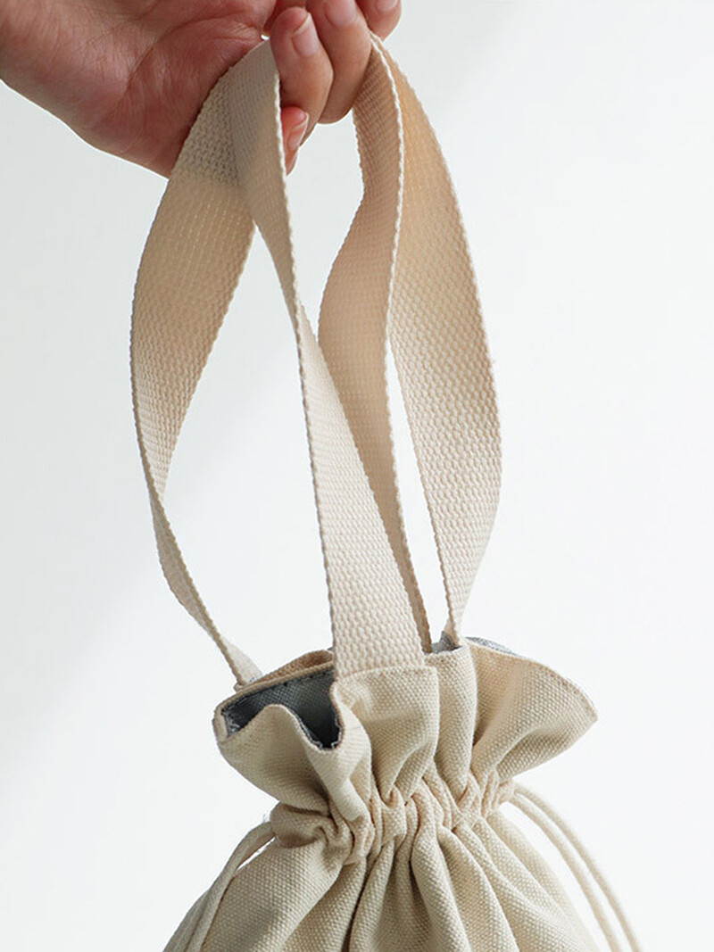 Geantă de prânz izolata din pânză cu cordon, folie de aluminiu, cutie termică Bento, genți de mână pentru birou, picnic în aer liber