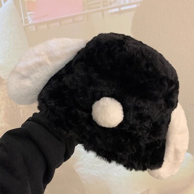 Fete Toamnă Iarnă Cățeluș Oală de pluș Pălărie de găleată Desene Animat Animal de companie ureche lungă Căldură drăguță Pălărie de pescar pufoasă