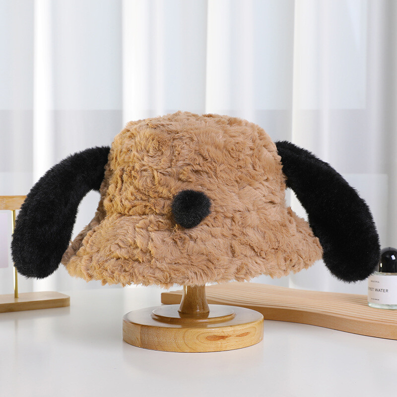Fete Toamnă Iarnă Cățeluș Oală de pluș Pălărie de găleată Desene Animat Animal de companie ureche lungă Căldură drăguță Pălărie de pescar pufoasă