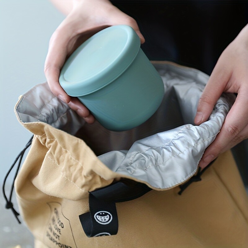 Geantă Bento cu bandă alfabetică Geantă izolată pentru masă. Geantă portabilă pentru prânz din pânză industrială