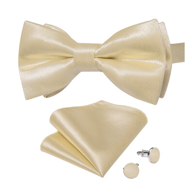 3 tk Solid Satiin Meeste Kikilipsu Komplekt Taskurätik Mansetinööbid Pulmapeigmees Liblikas Mood Valge Roosa Kollane Punane Roheline Kikisõlm