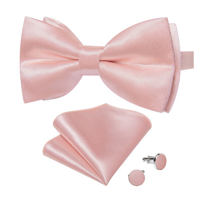 3 tk Solid Satiin Meeste Kikilipsu Komplekt Taskurätik Mansetinööbid Pulmapeigmees Liblikas Mood Valge Roosa Kollane Punane Roheline Kikisõlm