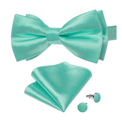 3 tk Solid Satiin Meeste Kikilipsu Komplekt Taskurätik Mansetinööbid Pulmapeigmees Liblikas Mood Valge Roosa Kollane Punane Roheline Kikisõlm