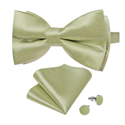 3 tk Solid Satiin Meeste Kikilipsu Komplekt Taskurätik Mansetinööbid Pulmapeigmees Liblikas Mood Valge Roosa Kollane Punane Roheline Kikisõlm