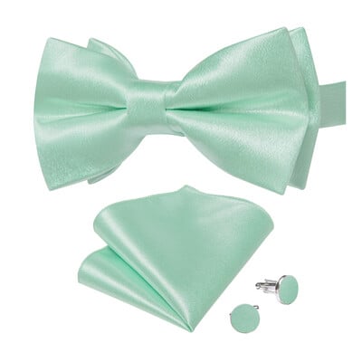 3 tk Solid Satiin Meeste Kikilipsu Komplekt Taskurätik Mansetinööbid Pulmapeigmees Liblikas Mood Valge Roosa Kollane Punane Roheline Kikisõlm