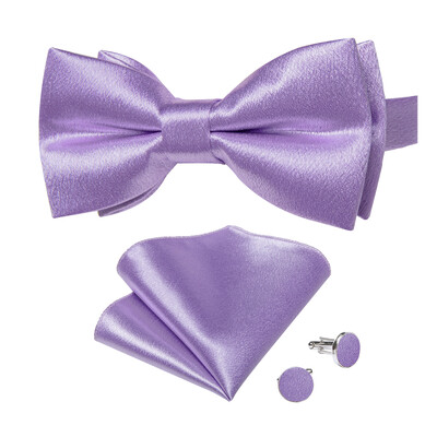 3 tk Solid Satiin Meeste Kikilipsu Komplekt Taskurätik Mansetinööbid Pulmapeigmees Liblikas Mood Valge Roosa Kollane Punane Roheline Kikisõlm