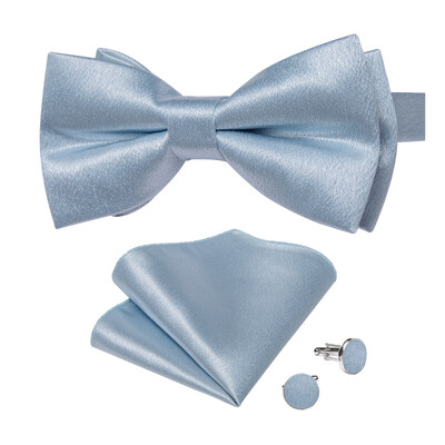 3 tk Solid Satiin Meeste Kikilipsu Komplekt Taskurätik Mansetinööbid Pulmapeigmees Liblikas Mood Valge Roosa Kollane Punane Roheline Kikisõlm