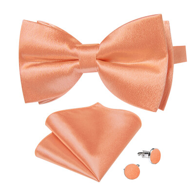 3 tk Solid Satiin Meeste Kikilipsu Komplekt Taskurätik Mansetinööbid Pulmapeigmees Liblikas Mood Valge Roosa Kollane Punane Roheline Kikisõlm