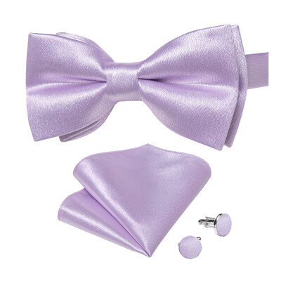 3 tk Solid Satiin Meeste Kikilipsu Komplekt Taskurätik Mansetinööbid Pulmapeigmees Liblikas Mood Valge Roosa Kollane Punane Roheline Kikisõlm