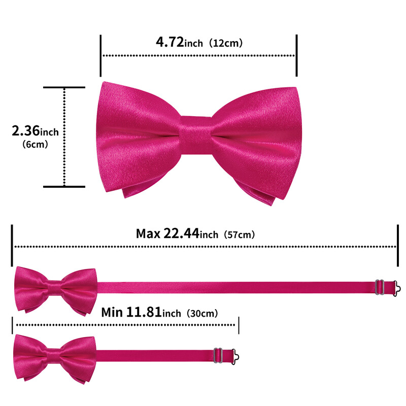 3 tk Solid Satiin Meeste Kikilipsu Komplekt Taskurätik Mansetinööbid Pulmapeigmees Liblikas Mood Valge Roosa Kollane Punane Roheline Kikisõlm