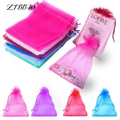 100 bucăți colorate din organza cu șnur pungi de ambalare pentru bijuterii, pungi de depozitare pentru cadouri de nuntă, pungi cu șnur 10x12cm/10x15cm/13x18cm