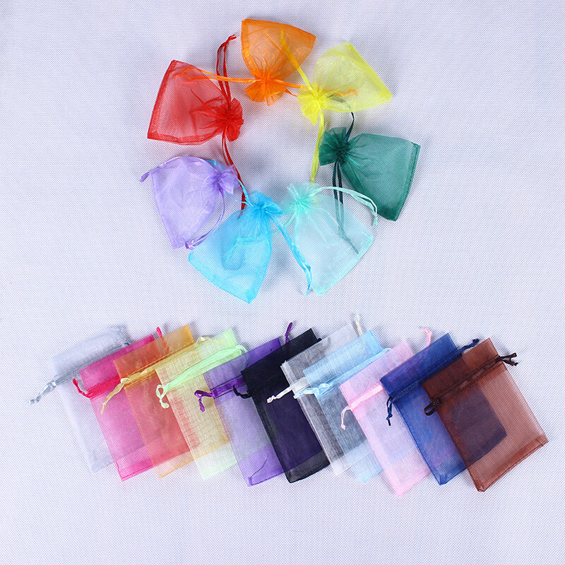 100 bucăți colorate din organza cu șnur pungi de ambalare pentru bijuterii, pungi de depozitare pentru cadouri de nuntă, pungi cu șnur 10x12cm/10x15cm/13x18cm