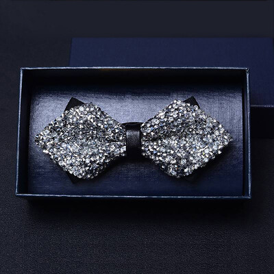 Изящни джентълменски вратовръзки с кристали за мъже Предварително вързани папийонки с пайети Елегантни мъжки сватбени абитуриентски смокинг Аксесоари Подаръци