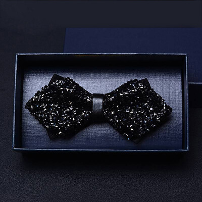 Изящни джентълменски вратовръзки с кристали за мъже Предварително вързани папийонки с пайети Елегантни мъжки сватбени абитуриентски смокинг Аксесоари Подаръци
