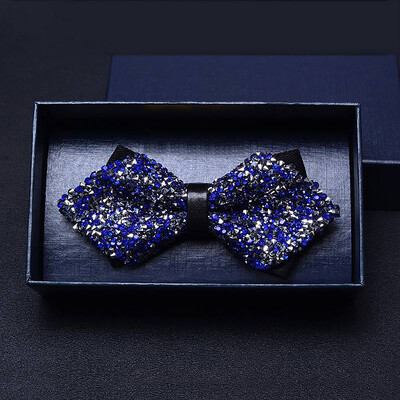 Изящни джентълменски вратовръзки с кристали за мъже Предварително вързани папийонки с пайети Елегантни мъжки сватбени абитуриентски смокинг Аксесоари Подаръци