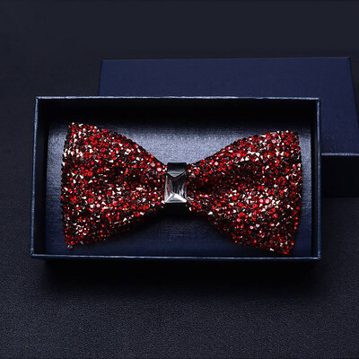 Изящни джентълменски вратовръзки с кристали за мъже Предварително вързани папийонки с пайети Елегантни мъжки сватбени абитуриентски смокинг Аксесоари Подаръци
