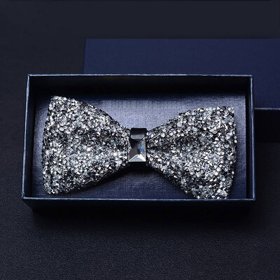 Изящни джентълменски вратовръзки с кристали за мъже Предварително вързани папийонки с пайети Елегантни мъжки сватбени абитуриентски смокинг Аксесоари Подаръци