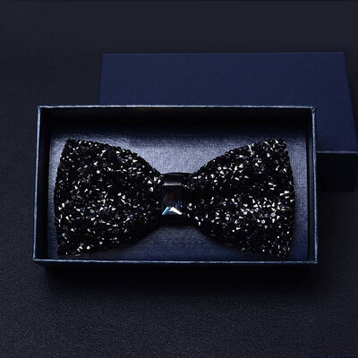 Изящни джентълменски вратовръзки с кристали за мъже Предварително вързани папийонки с пайети Елегантни мъжки сватбени абитуриентски смокинг Аксесоари Подаръци