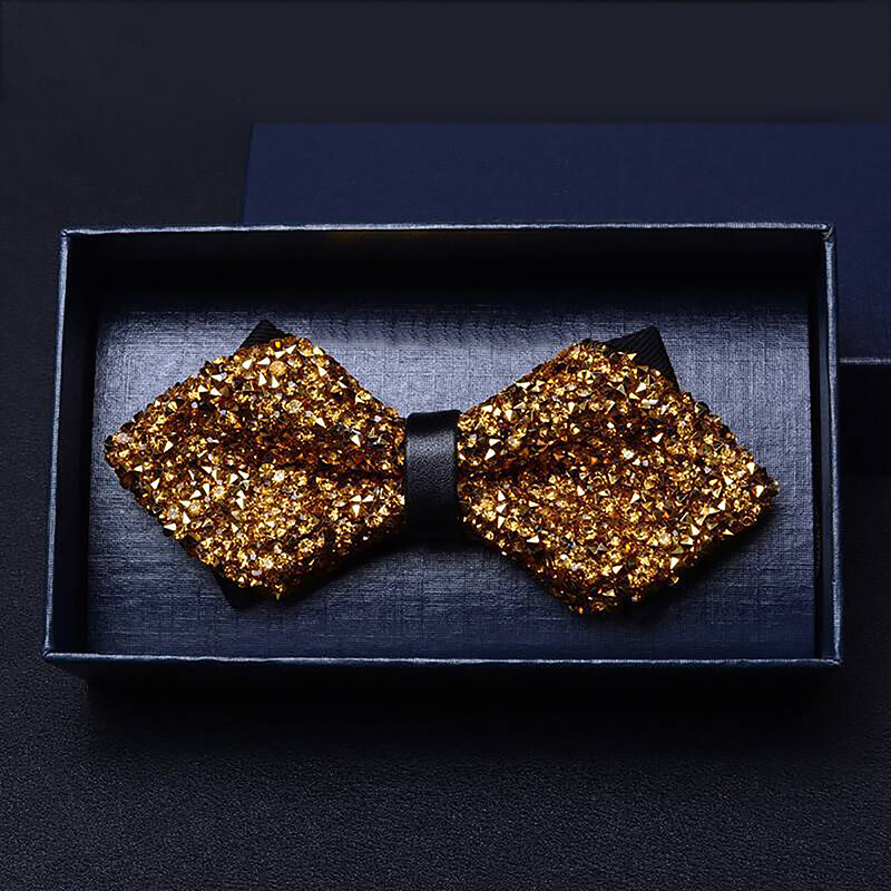 Изящни джентълменски вратовръзки с кристали за мъже Предварително вързани папийонки с пайети Елегантни мъжки сватбени абитуриентски смокинг Аксесоари Подаръци