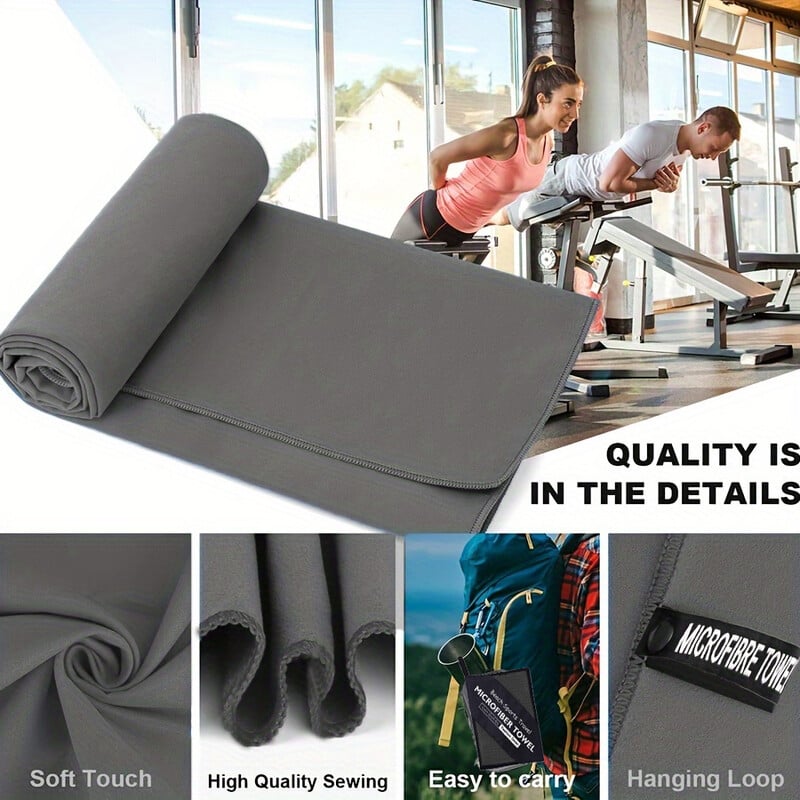 1 vnt. Mikropluošto paplūdimio rankšluostis, itin sugeriantis, kompaktiškas ir lengvai nešiojamas, tinka plaukiojimui, baseinui, vandens sportui, jogai, sporto salėje