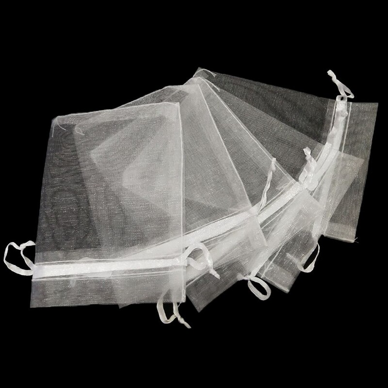 25/50 bucăți bomboane de Crăciun ambalare bijuterii pliculețe din organza tifon pungi albe pungi cadou buzunar cu șnur