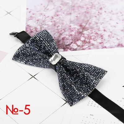 Мъжка луксозна папийонка с блясък на диамант, папионка с пеперуда, вратовръзка с яка с кристални кристали Готина сватбена папийонка за официално парти