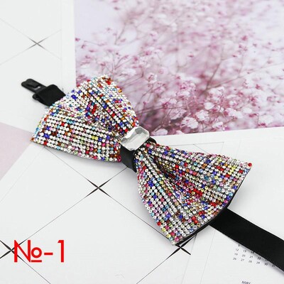 Мъжка луксозна папийонка с блясък на диамант, папионка с пеперуда, вратовръзка с яка с кристални кристали Готина сватбена папийонка за официално парти