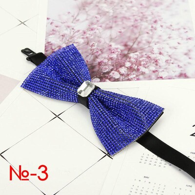 Мъжка луксозна папийонка с блясък на диамант, папионка с пеперуда, вратовръзка с яка с кристални кристали Готина сватбена папийонка за официално парти