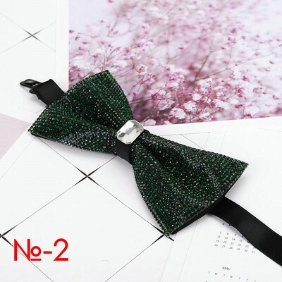 Мъжка луксозна папийонка с блясък на диамант, папионка с пеперуда, вратовръзка с яка с кристални кристали Готина сватбена папийонка за официално парти