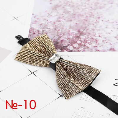 Мъжка луксозна папийонка с блясък на диамант, папионка с пеперуда, вратовръзка с яка с кристални кристали Готина сватбена папийонка за официално парти