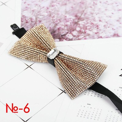 Мъжка луксозна папийонка с блясък на диамант, папионка с пеперуда, вратовръзка с яка с кристални кристали Готина сватбена папийонка за официално парти