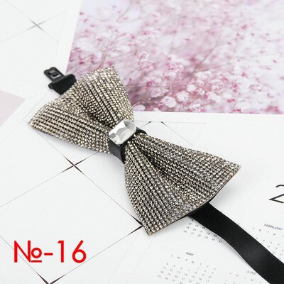 Мъжка луксозна папийонка с блясък на диамант, папионка с пеперуда, вратовръзка с яка с кристални кристали Готина сватбена папийонка за официално парти