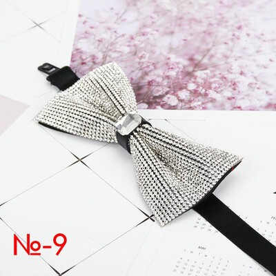 Мъжка луксозна папийонка с блясък на диамант, папионка с пеперуда, вратовръзка с яка с кристални кристали Готина сватбена папийонка за официално парти