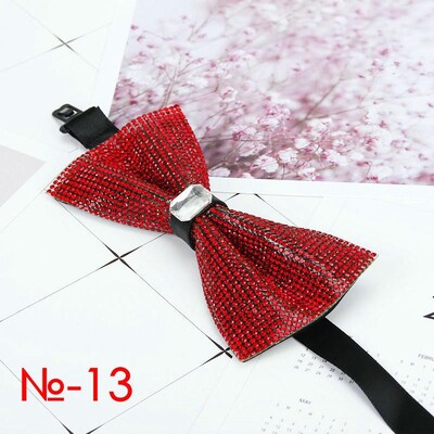 Мъжка луксозна папийонка с блясък на диамант, папионка с пеперуда, вратовръзка с яка с кристални кристали Готина сватбена папийонка за официално парти