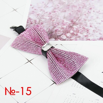 Мъжка луксозна папийонка с блясък на диамант, папионка с пеперуда, вратовръзка с яка с кристални кристали Готина сватбена папийонка за официално парти