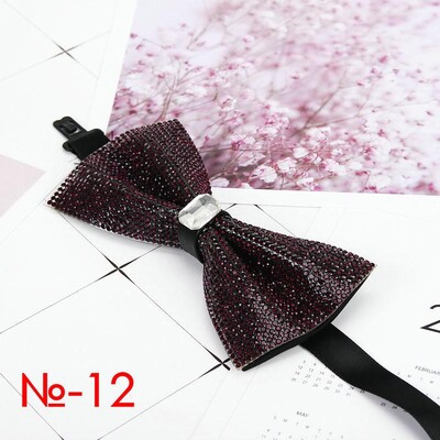 Мъжка луксозна папийонка с блясък на диамант, папионка с пеперуда, вратовръзка с яка с кристални кристали Готина сватбена папийонка за официално парти