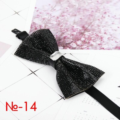 Мъжка луксозна папийонка с блясък на диамант, папионка с пеперуда, вратовръзка с яка с кристални кристали Готина сватбена папийонка за официално парти