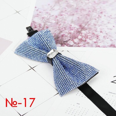 Мъжка луксозна папийонка с блясък на диамант, папионка с пеперуда, вратовръзка с яка с кристални кристали Готина сватбена папийонка за официално парти