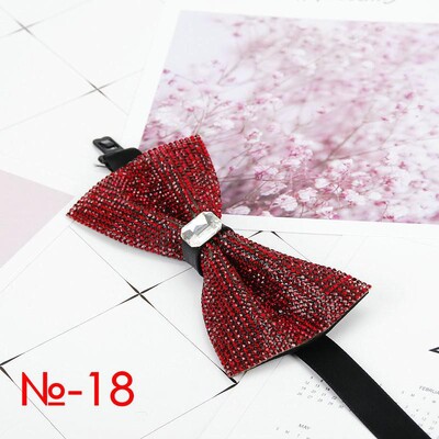 Мъжка луксозна папийонка с блясък на диамант, папионка с пеперуда, вратовръзка с яка с кристални кристали Готина сватбена папийонка за официално парти