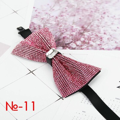 Мъжка луксозна папийонка с блясък на диамант, папионка с пеперуда, вратовръзка с яка с кристални кристали Готина сватбена папийонка за официално парти