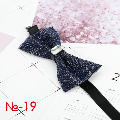 Мъжка луксозна папийонка с блясък на диамант, папионка с пеперуда, вратовръзка с яка с кристални кристали Готина сватбена папийонка за официално парти