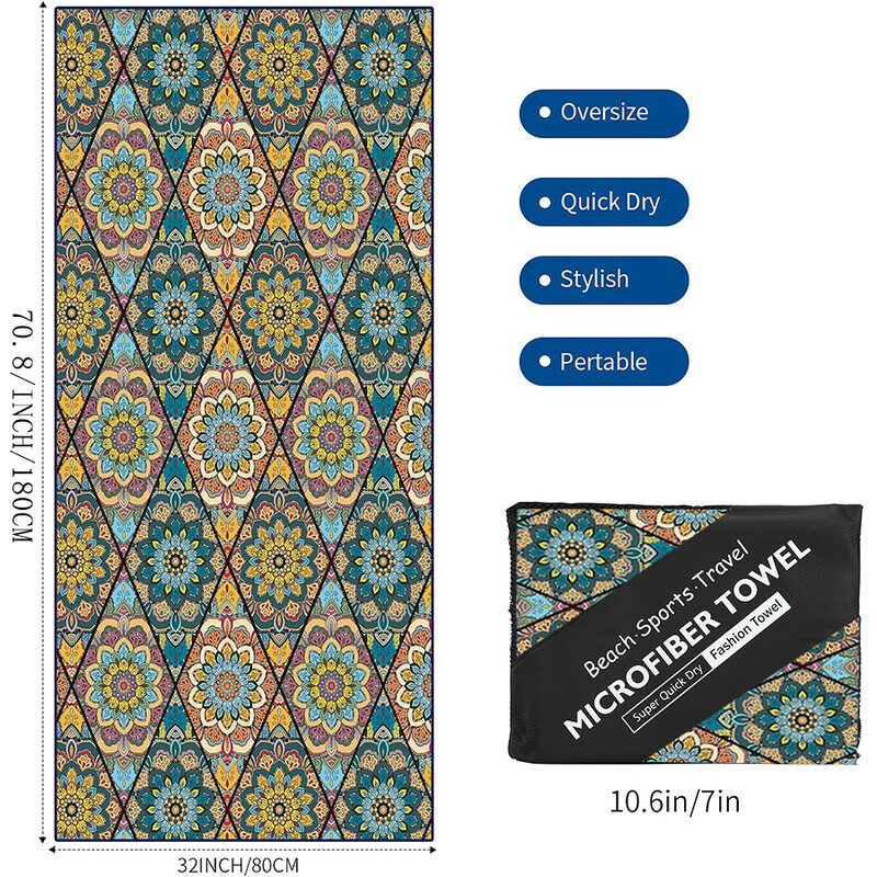 1-tk mikrokiust rannarätik, kiiresti kuivav, eriti suur 71 x 32 tolli liivata rannarätik basseini, telkimise, pikniku, jooga, jõusaali jaoks