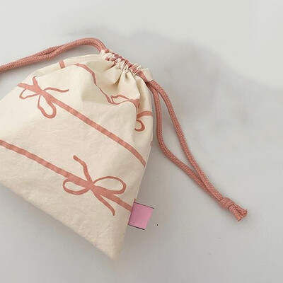 Mini geantă cu șnur, cu nod cu fundă, geantă pentru depozitare cosmetice, portofel pentru femei, mini geantă cu șnur dulce Kawaii, mini geantă pentru depozitare pentru fete