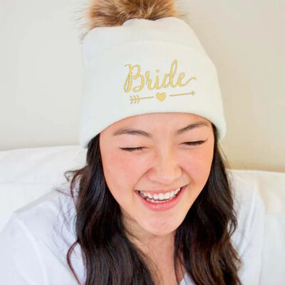 Domnișoară de onoare Bride to be Pom Pom pălărie caldă Căciulă Burlac Petrecere de iarnă Nuntă logodna Nupțială duș Decor cadou favor