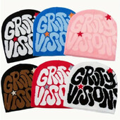 Ghetic Letter Jacquard Y2K Beanies Hip Hop Color Block KnitPălării Elastic Skull Cap Berie respirabile pentru femei bărbați