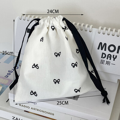 Geantă de depozitare cu șnur pentru îngrijirea pielii, cu imprimeu cu fundiță roz, drăguț