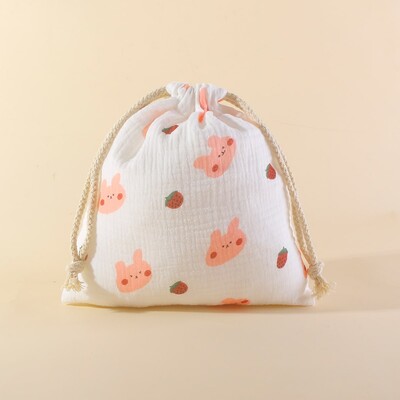 Buzunar pentru agățat pentru cărucior din muselină de bumbac Husă pentru prosoape pentru bebeluși Geantă de depozitare pentru scutece cu șnur pentru bebeluși
